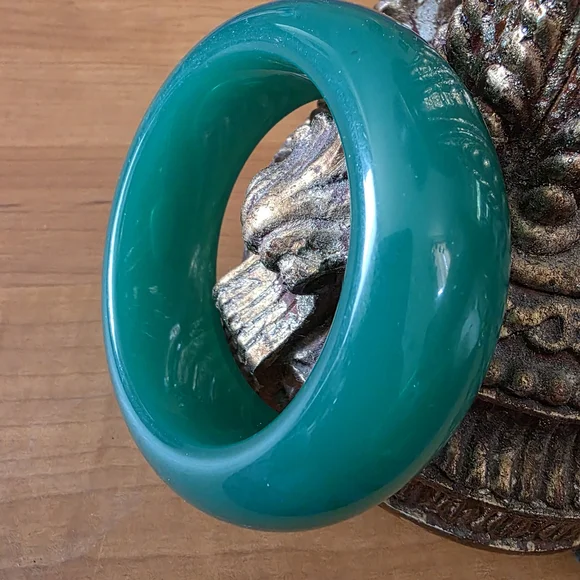 GoGo Old Chunky Bangle Green Retro - Picture 6 of 8